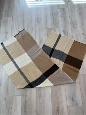 Zara Plaid Oversized Blanket Scarf Wrap Beige Brown